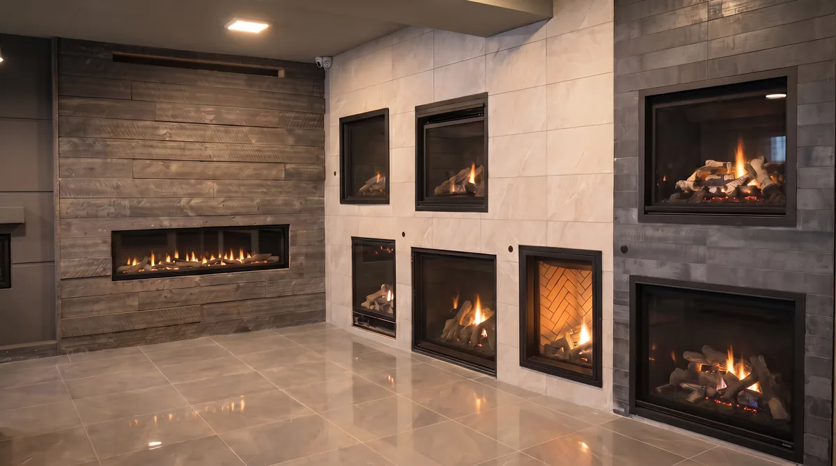 Inside the showroom: working fireplace displays burning live